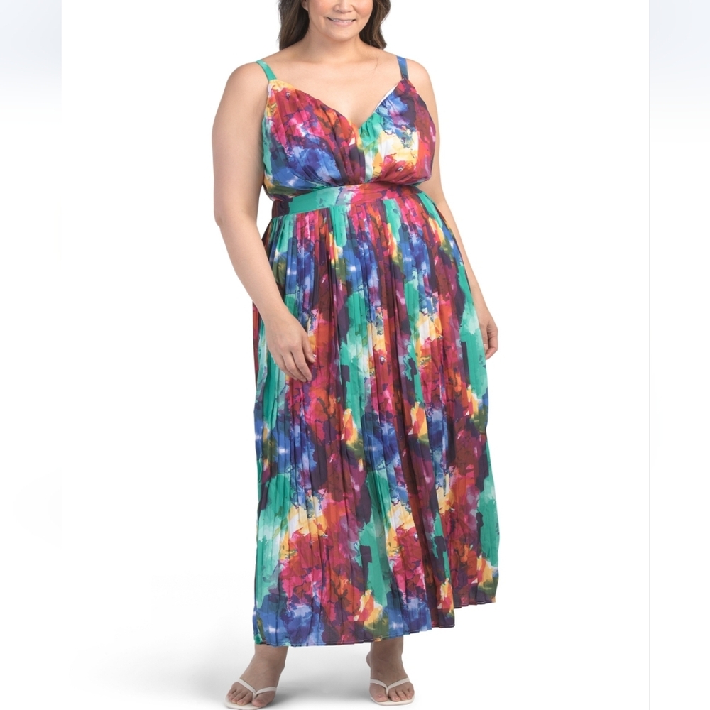 By Design Plus Sleeveless Pleated Maxi Dress